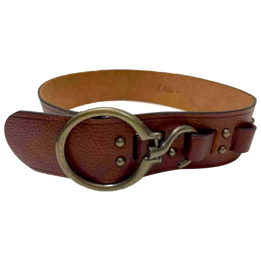CABi Brown Leather Wide Hook Closure Belt Size S